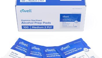 OWELL Sterile Alcohol Prep Pads, Medium 2-Ply Medical Alcohol Pad for Cleaning Skin, First Aid Kit Alcohol Swabs, Individually Wrapped Alcohol Wipes, 100 Count