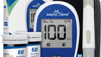 Easy@Home Blood Glucose Monitor Kit: Diabetes Testing Kit with 1 Lancing Device - 100 Test Strips and 100 Blood Lancets - Portable Blood Sugar Test Kit for Home Use EBG-100SL