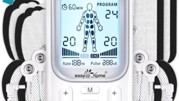 Easy@Home Electronic TENS Unit: Pain Relief Therapy - EMS Pulse Massager Rechargeable Machine - Dual Channel 24 Modes 20 Intensities 16 Pads TENS and Powered Muscle Stimulator EHE020