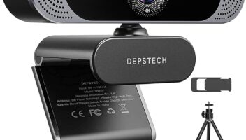 DEPSTECH 4K Webcam, DW49 HD 8MP Equipped with Sony Sensor Autofocus Webcam with Microphone, Privacy Cover, Plug Play USB Computer Web Camera for Pro Streaming/Online Teaching/Video Calling/Zoom/Skype