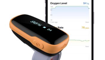 Vibeat WearO2 Pulse Oximeter Bluetooth - Oxygen Meter for Continuous Blood Oxygen and Heart Rate Tracking, Wearable Finger Oxygen Monitor with Reminder & Free APP, FSA/HSA Eligible