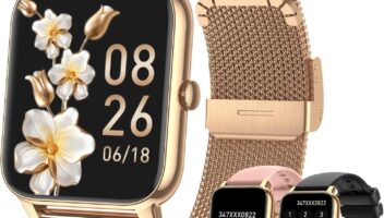 Top Gold Smartwatch for Women: Fitness Tracker with Call Features & Heart Rate Monitor