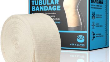 EVERLIT Elasticated Tubular Support Bandage | Stockinette Tubing for Large Arm, Knees, Legs | Light to Moderate Compression Bandage Roll for Tissue Support (Size F | 4" x 11 yd)