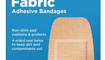 Amazon Basic Care Flexible Fabric Adhesive Bandages, XL (2 in x 4 in), Protection for All Skin Types, Flexible Stretch That Conform to Wounds, 10 Count