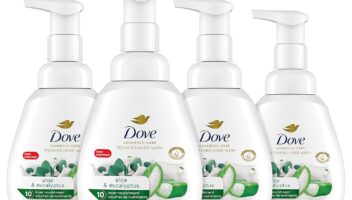 Dove Foaming Hand Wash 4 Count Aloe & Eucalyptus Protects Skin from Dryness, More Moisturizers than the Leading Ordinary Hand Soap, 10.1 oz