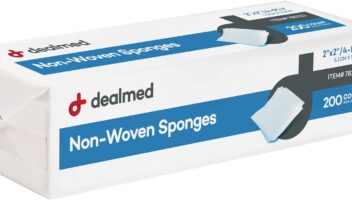 Dealmed 2" x 2" Non-Woven Gauze Sponges - 4-Ply All-Purpose Non-Sterile Pads, Absorbent Dental Gauze Wound Care Product for First Aid Kit/Medical Facilities, 200 Count (Pack of 1)