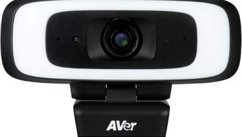 AVer CAM130 Compact 4K Camera - Portable USB Webcam for Private Video Conferencing and Remote Work - with Built-in Lighting and Privacy Cover - Dual FOV - Laptop or Tripod Mountable Conference Cam