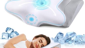 Neck Pillow Cervical Memory Foam Pillows, Cooling Contour Pillow for Neck Pain Relief, Ergonomic Orthopedic Bed Pillow for Side Back Stomach Sleepers with Breathable Pillowcase