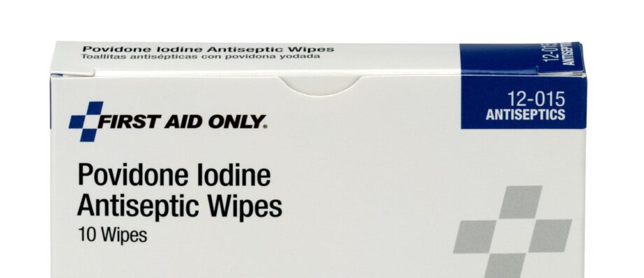 First Aid Only 12-015 Antiseptic Povidone PVP Iodine Wipe (Box of 10)