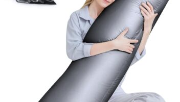 HUXMEYSON Body Pillow with Satin Pillowcase, Cooling Body Pillows for Adults, Long Pillow for Bed with Removable Cover, Grey (20"x54")