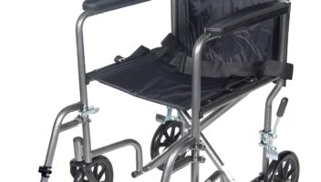 Drive Medical TR37E-SV Lightweight Folding Transport Wheelchair with Swing-Away Footrest, Silver