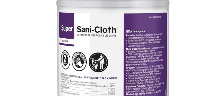 Professional Disposables Surface Disinfectant Super Sani-Cloth Wipes, 160Count