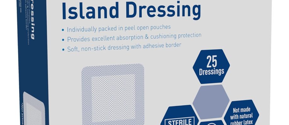 MED PRIDE Bordered Gauze-Island Dressing 6'' x 6''| 25 Individually Packed Pouches, Wound Dressing with Adhesive, Breathable Borders, Sterile & Highly Absorbent, Latex & Rubber-Free