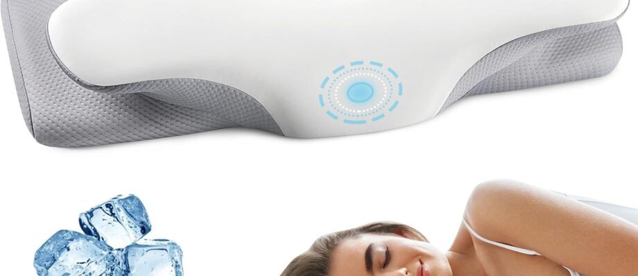 Cervical Neck Pillow for Pain Relief - Contour Memory Foam Pillows with Cooling Pillowcase, Neck Support Pillows for Sleeping, Ergonomic Orthopedic Pillow for Side, Back, Stomach Sleepers (White)