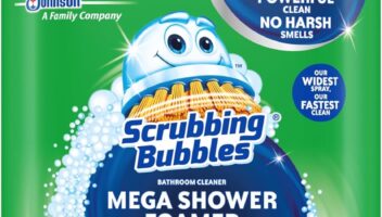 Scrubbing Bubbles Mega Shower Foamer Aerosol, Tough Foaming Bathroom, Tile, Bathtub and Disinfectant Shower Cleaner (1 Aerosol Spray), Rainshower Scent, 20 oz (Pack of 2)