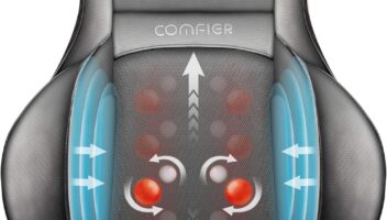 COMFIER Massager Chair with Heat, Shiatsu Neck Back Massager Portable with Compress & Rolling,Massage Chair Pad for Full Back, Neck & Shoulders,Full Body Pain, Gray