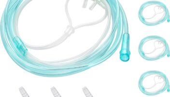 5 Pack Nasal Cannula For Oxygen Concentrator 7 ft Super Soft Oxygen Cannula Adult Oxygen Nose Tubing - High Flow, Kink Resistant, Highly Visible, Lightweight Tubing with 3 Pack Oxygen Tubing Connector