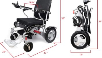 Porto Mobility 2024 Ranger Discovery Lightweight Foldable Weatherproof Exclusive Electric Wheelchair, Portable, Brushless Powerful Motors, Dual Battery, All Terrain (Silver, Standard)