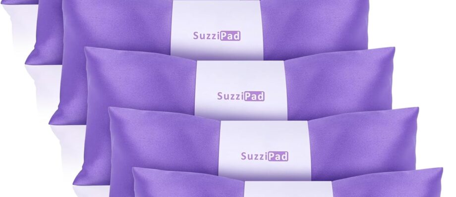 SUZZIPAD Lavender Eye Pillows for Relaxation with Aromatherapy, Weighted Eye Mask for Sleeping, Meditation, Hot & Cold Eye Compress for Dry Eyes, Relaxation Gifts for Women, Yoga Eye Pillow, 6 Pack