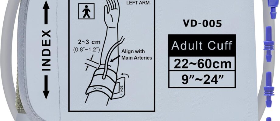 XXL Blood Pressure Cuff Compatible with Omron 9”-24” (22-60CM), Extra Large BP Replacement Cuff for Big Arms - Includes 6 Connectors