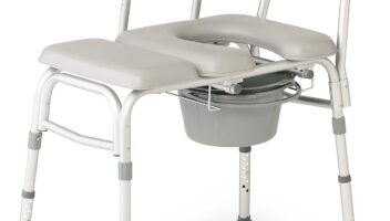 Medline Combination Transfer Bench and Commode, Padded, 400 lb capacity