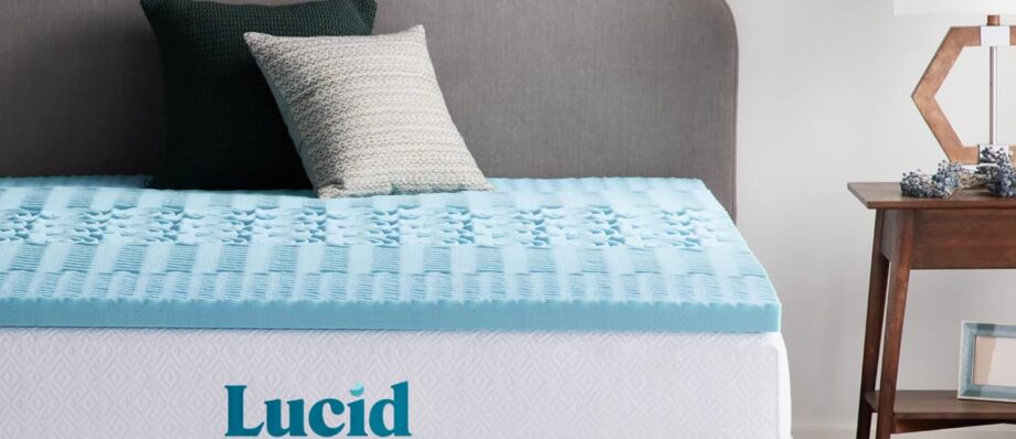 Lucid 2 Inch Mattress Topper Queen - Memory Foam Mattress Topper Queen - 5 Zone Gel Infusion - CertiPur Certified Foam