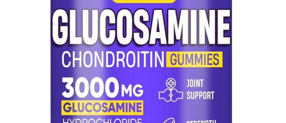 Glucosamine Chondroitin Gummies 3000mg, Advanced Glucosamine Chondroitin Msm, Joint Support Supplement, Antioxidant Immune Support, Bone and Joint Flexibility, Strengthand Mobility, Blueberry Flavor