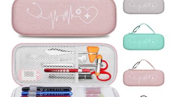 Stethoscope Case for MDF Acoustica/MD One, 3M Littmann Classic III/Lightweight II S.E/Cardiology IV Diagnostic/CORE Digital Stethoscopes, Includes Mesh Pocket for Nurse Accessories - Pink