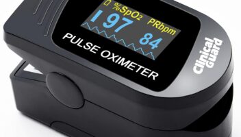 Clinical Guard 500S Pulse Oximeter | Fingertip Blood Oxygen Saturation Monitor with Heart Rate & Accurate SpO2 Reading Meter| Finger Pulse Oximeter with Batteries, OLED Display, Cover & Case | Black