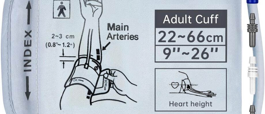 XXXL Blood Pressure Cuff, 9”-26” (22-66CM) Extra Large Cuff Compatible with Omron BP Monitor, Replacement XXX-Large Cuff for Adult Big ARM, with 6 Connectors