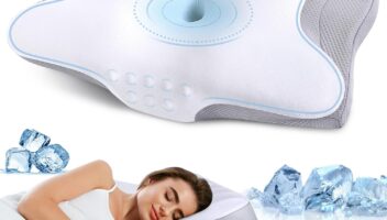 Memory Foam Pillows Cervical Neck Pillow for Neck Pain Relief, Contour Cooling Bed Pillow for Sleeping, Odorless Ergonomic Orthopedic Neck Support Pillows for Side Back Stomach Sleeper with Pillowcase