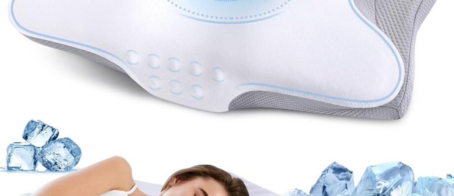 Memory Foam Pillows Cervical Neck Pillow for Neck Pain Relief, Contour Cooling Bed Pillow for Sleeping, Odorless Ergonomic Orthopedic Neck Support Pillows for Side Back Stomach Sleeper with Pillowcase