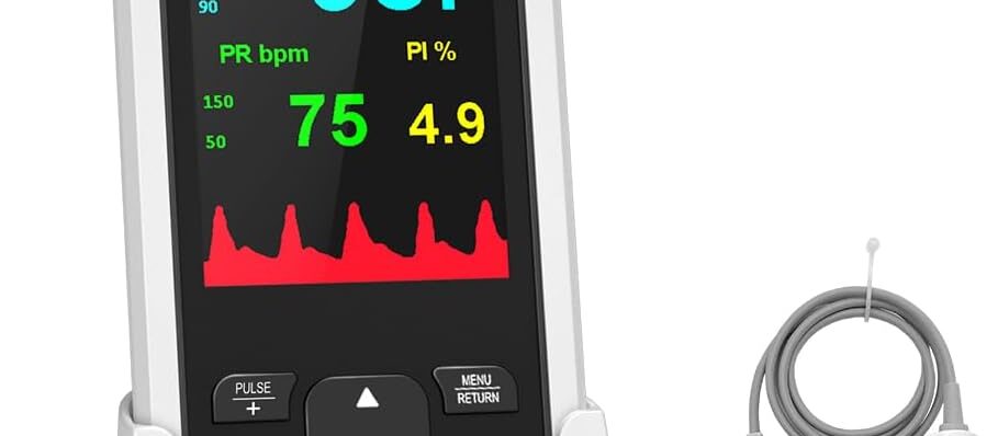 Pulse Oximeter Rechargeable Fingertip Pulse Oximeter, Handheld Pulse Oximeter, HealthTree Finger Blood Oxygen Saturation Monitor with SpO2 & Pulse Rate, Portable Oxygen Meter Finger for Adults