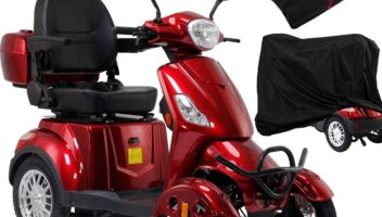 Mobility Scooter，Heavy-Duty 4 Wheel Mobility Scooters for Seniors Adults Electric Mobility Scooter，4 Wheel Scooter，Powered Mobility Scooters，All Terrain Mobility Scooter (XL4L-RED)