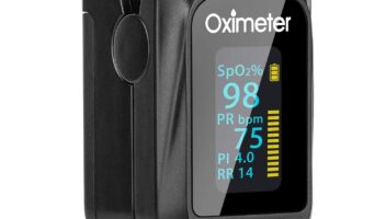 Tomorotec Fingertip Pulse Oximeter Accurate Blood Oxygen Saturation Level (SpO2), Perfusion Index (PI), Pulse Rate (PR), Respiratory Rate (RR) Monitor with Lanyard [Sports & Aviation Use Only] (Black)