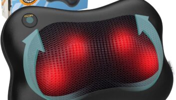 Zyllion Shiatsu Back and Neck Massager with Heat - 3D Kneading Deep Tissue Electric Massage Pillow for Chair, Car, Muscle Pain Relief on Shoulders, Legs, Foot - Doctor Recommended - Black (ZMA-13)