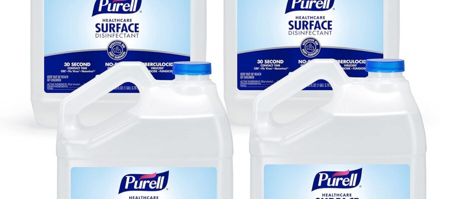 Purell Healthcare Surface Disinfectant, Fragrance Free, 1 Gallon Surface Disinfectant Pour Bottle Refill (Pack of 4) - 4340-04