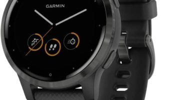 Garmin Vivoactive 4, GPS Smartwatch, Features Music, Body Energy Monitoring, Animated Workouts, Pulse Ox Sensors and More, Black