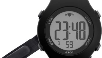 EZON T037 Sports Wristwatch Digital Heart Rate Monitor Outdoor Running Watch Alarm Chronograph with Chest Strap