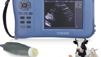 Mibest Portable Veterinary Ultrasound Scanner for Pregnancy Check 5.8 Inch LCD Screen - Handheld Veterinary Ultrasound System with 3.5 MHz Convex Probe - Durable for Farm and Small Animal Use