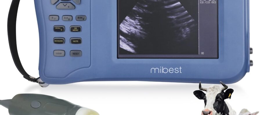 Mibest Portable Veterinary Ultrasound Scanner for Pregnancy Check 5.8 Inch LCD Screen - Handheld Veterinary Ultrasound System with 3.5 MHz Convex Probe - Durable for Farm and Small Animal Use