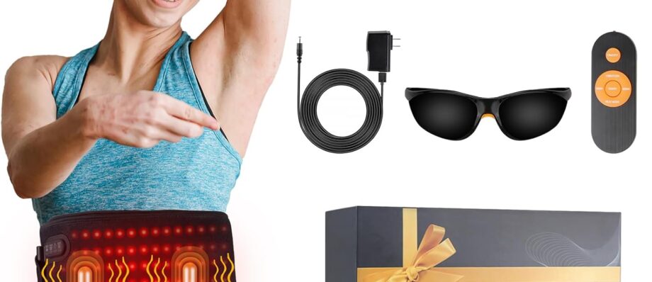 Infrared Red Light Therapy Belt:LED Lamp Vibration Near Body Pain Relief Device Wrap Red Light Therapy for Body with Timer Remote Control for Back Shoulder Waist Muscle