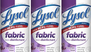 Lysol Fabric Disinfectant Spray, Sanitizing and Antibacterial Spray, For Disinfecting and Deodorizing Soft Furnishings, Lavender Fields 15 Fl. Oz (Pack of 3)