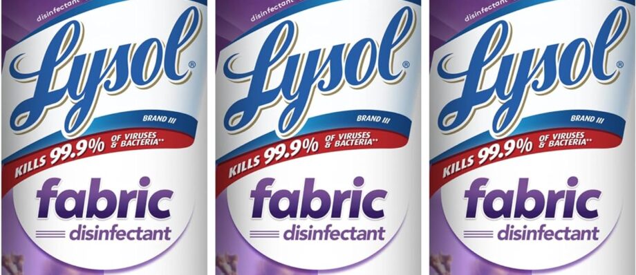 Lysol Fabric Disinfectant Spray, Sanitizing and Antibacterial Spray, For Disinfecting and Deodorizing Soft Furnishings, Lavender Fields 15 Fl. Oz (Pack of 3)