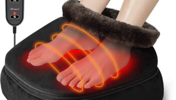 Snailax Foot Massager with Heat, 2-in-1 Shiatsu Gentle Foot and Back Massager Machine with 3 Adjustable Heating Levels, Foot Warmer Under Desk, Pain, Gifts for Women,Men