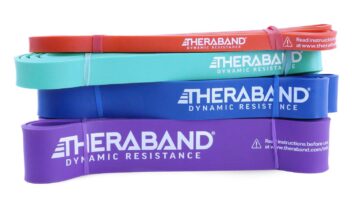 THERABAND High Resistance Bands, Set of 4 Elastic Super Bands for Improving Flexibility, Injury Rehab, & Full Body Workouts, Heavy Duty Stretch Bands for Exercise, Light, Medium, Heavy, X-Heavy Bands