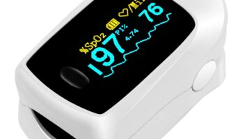 BLT M50 Oximeter Finger with Pulse, Blood Oxygen Meter Finger, Pulse Oximeter Fingertip, Saturation Monitor with SpO2, Plethysmograph and Perfusion Index, Batteries Included (White)