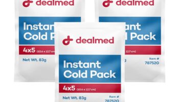 Dealmed Instant Cold Pack – Pack of 3, 4" x 5" Disposable Cold Packs for Injuries, Swelling, Sprains, Muscle Soreness and More, No Refrigeration Single Squeeze Activation