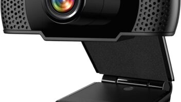 1080P Webcam with Microphone, Full HD Web Camera with Auto Light Correction, Noise-Cancelling Mics, USB Computer Web Camera for Video Calling/Conferencing/Zoom/Online Classes