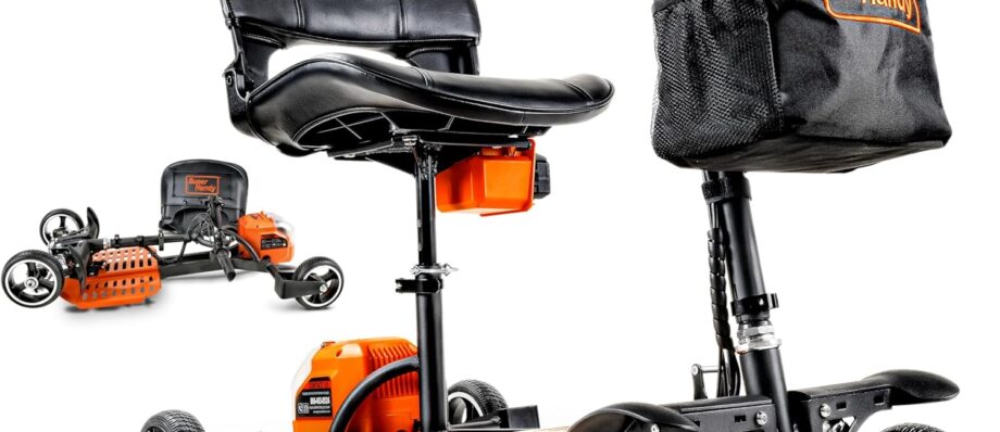 SuperHandy Passport Pro Mobility Scooter - Foldable Aluminum Frame, 4 Wheels, Includes 2 48V 2Ah Li-Ion Batteries & Charger, Supports up to 330 Lbs [Patent Pending] (Orange & Black, 330 Lbs)